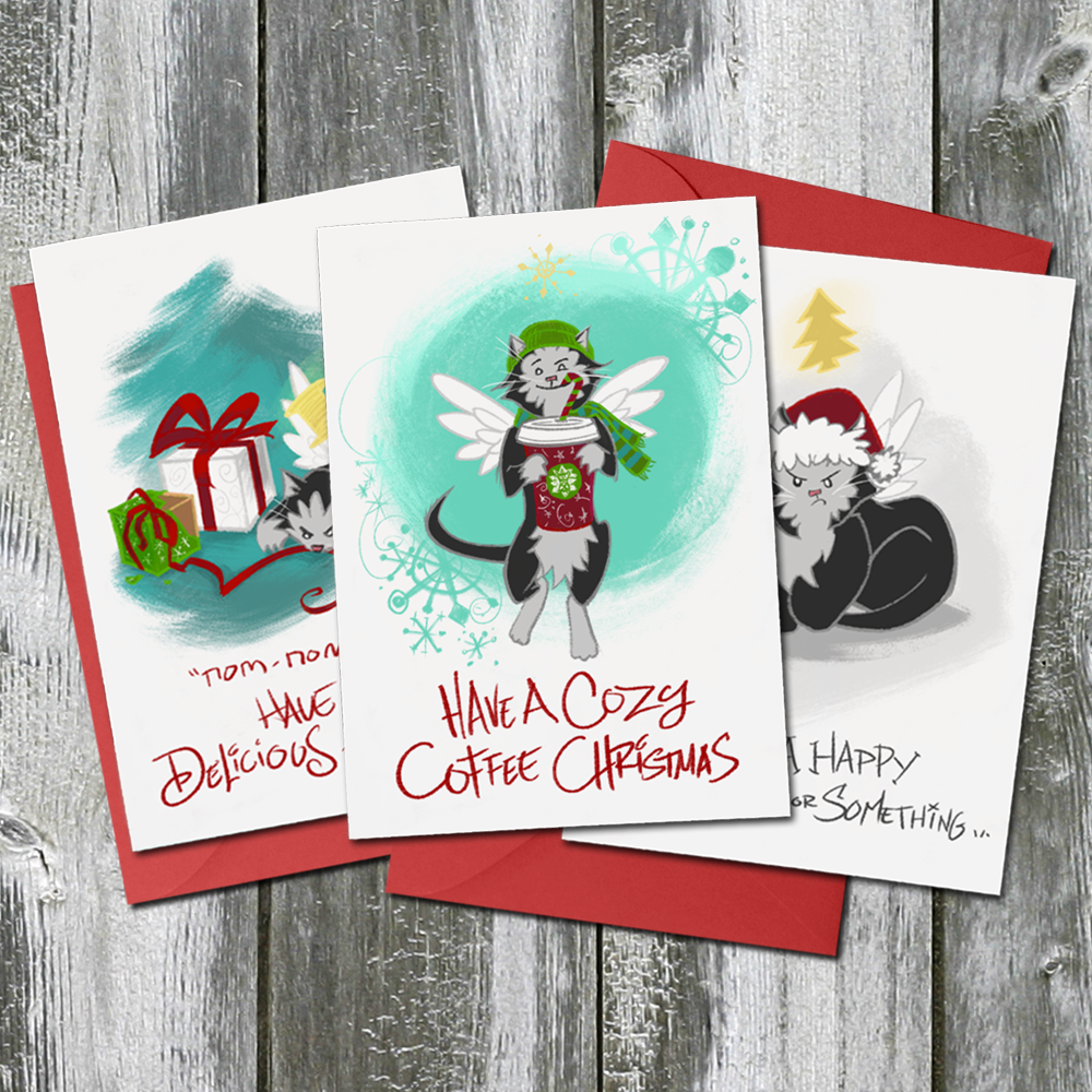 Trouble the Cat Christmas Card Bundle 3-Pack